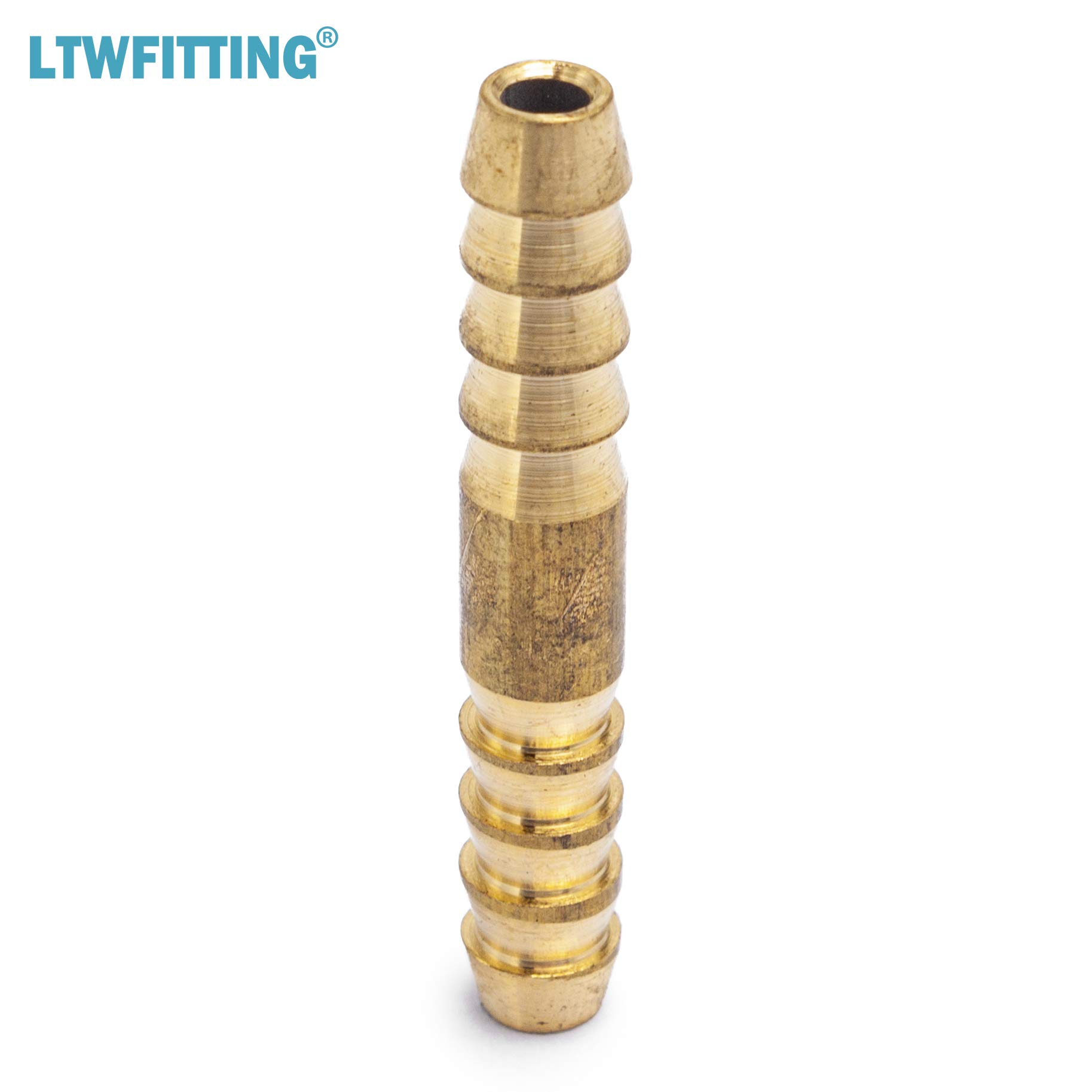 LTWFITTING Brass Barb Splicer Mender 3/16-Inch Hose ID Fitting for Air, Water, Fuel - Heavy Duty Boat & Automotive Repair (Pack of 10) - Perfect for Plumbing, Irrigation & Marine Applications
