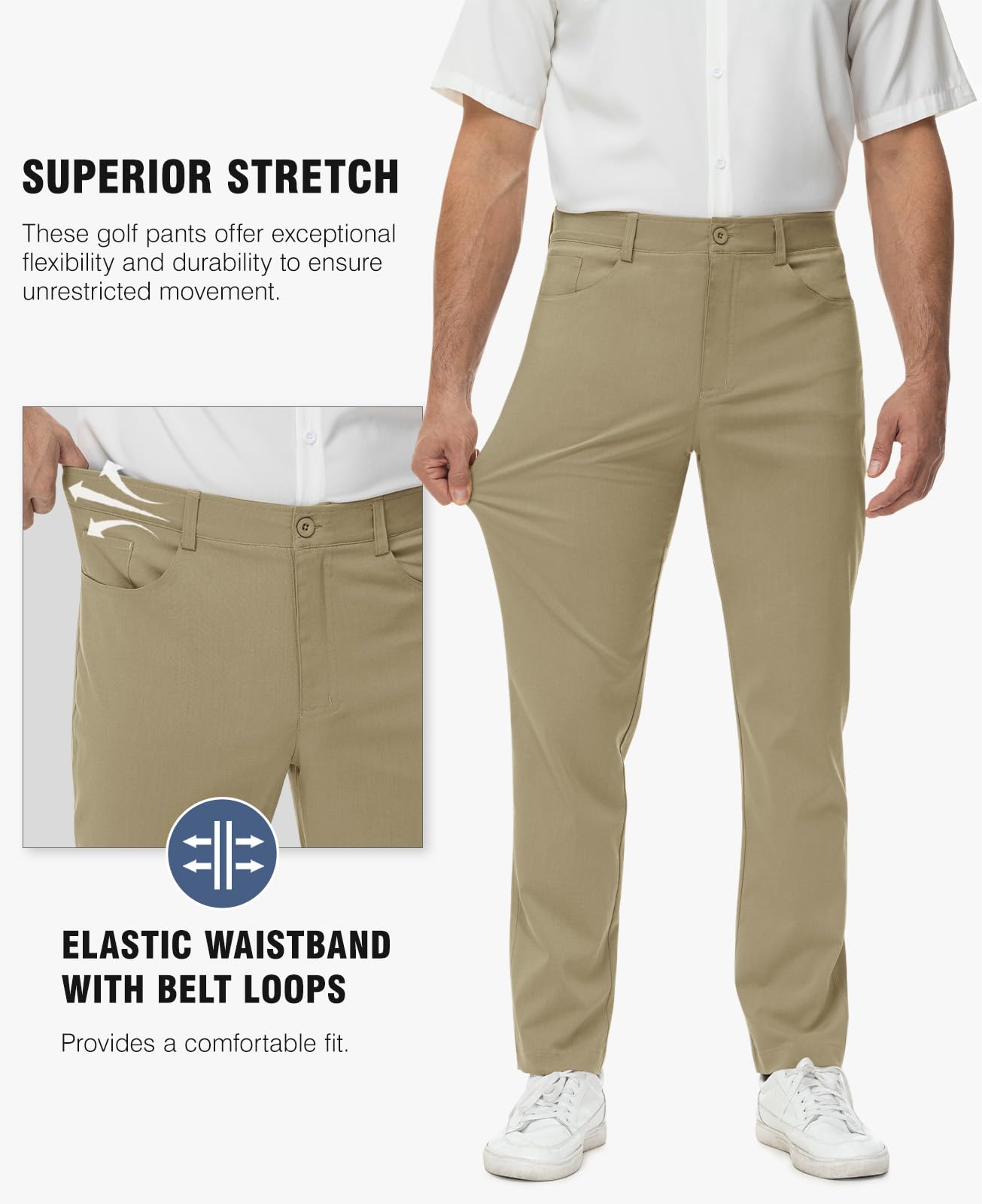 Rdruko Men's Golf Pants - Stretch Comfort Lightweight Quick-Dry Dress Slacks for Business Casual & Work | Perfect for Golf, Office, Travel & Outdoor Activities