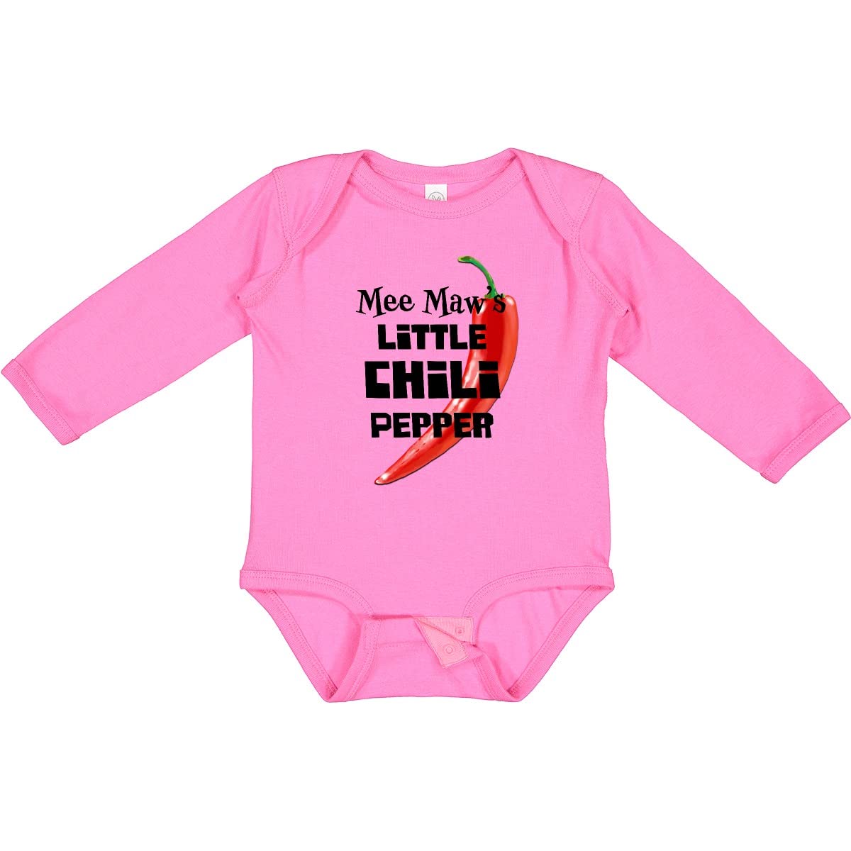 Inktastic Mee Maw's Little Chili Pepper Long Sleeve Baby Bodysuit - Soft Cotton Infant Onesie for Playtime, Family Photos & Holiday Outfits