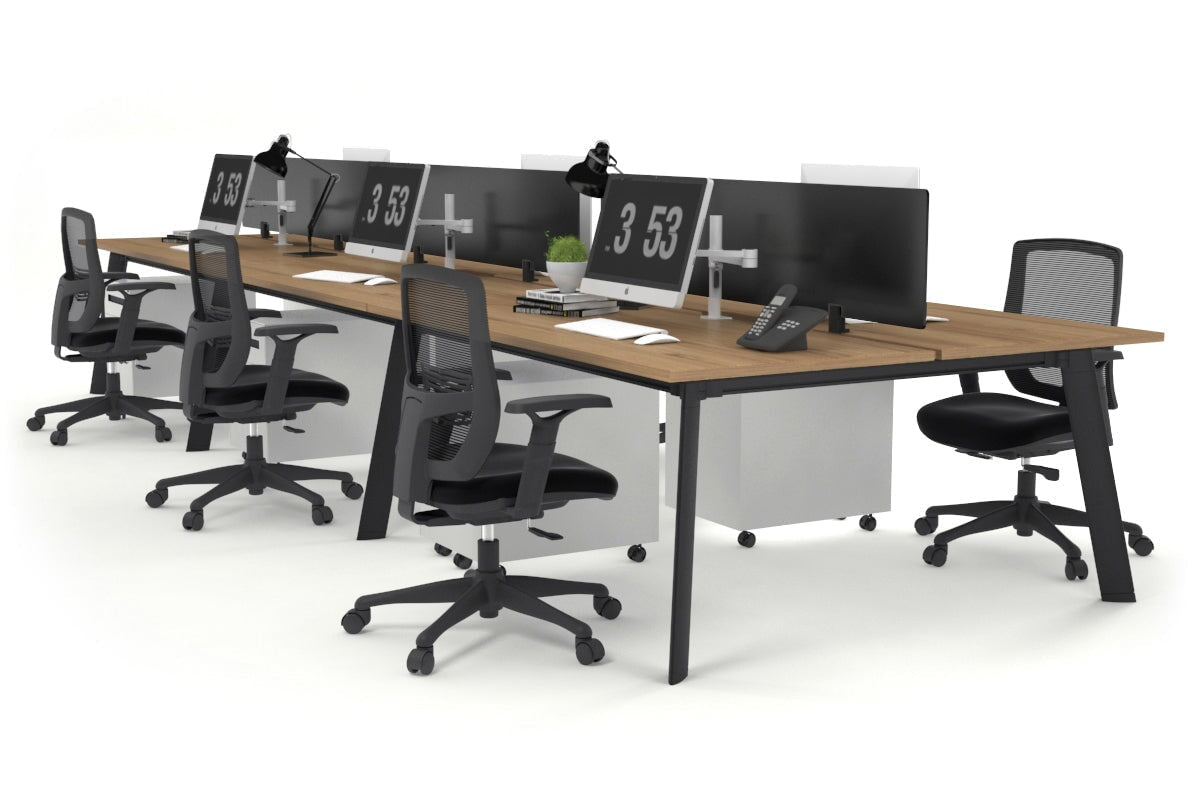 6-Person Black Frame Workstation with Cable Management - 1800L x 800W Office Desk for Team Collaboration & Open Workspaces