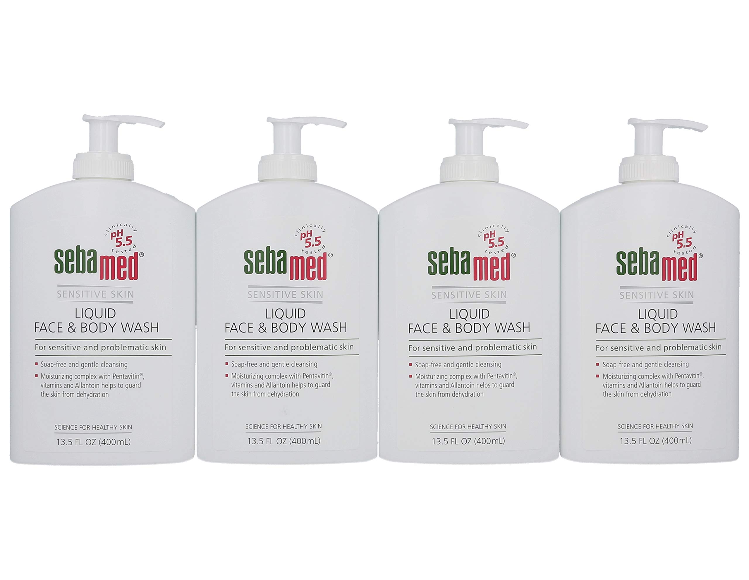 Sebamed Ultra Mild Liquid Face & Body Wash - Gentle Hydrating Cleanser for Normal & Sensitive Skin - 13.5 fl oz (Pack of 4) - Perfect for Daily Shower & Skincare Routine