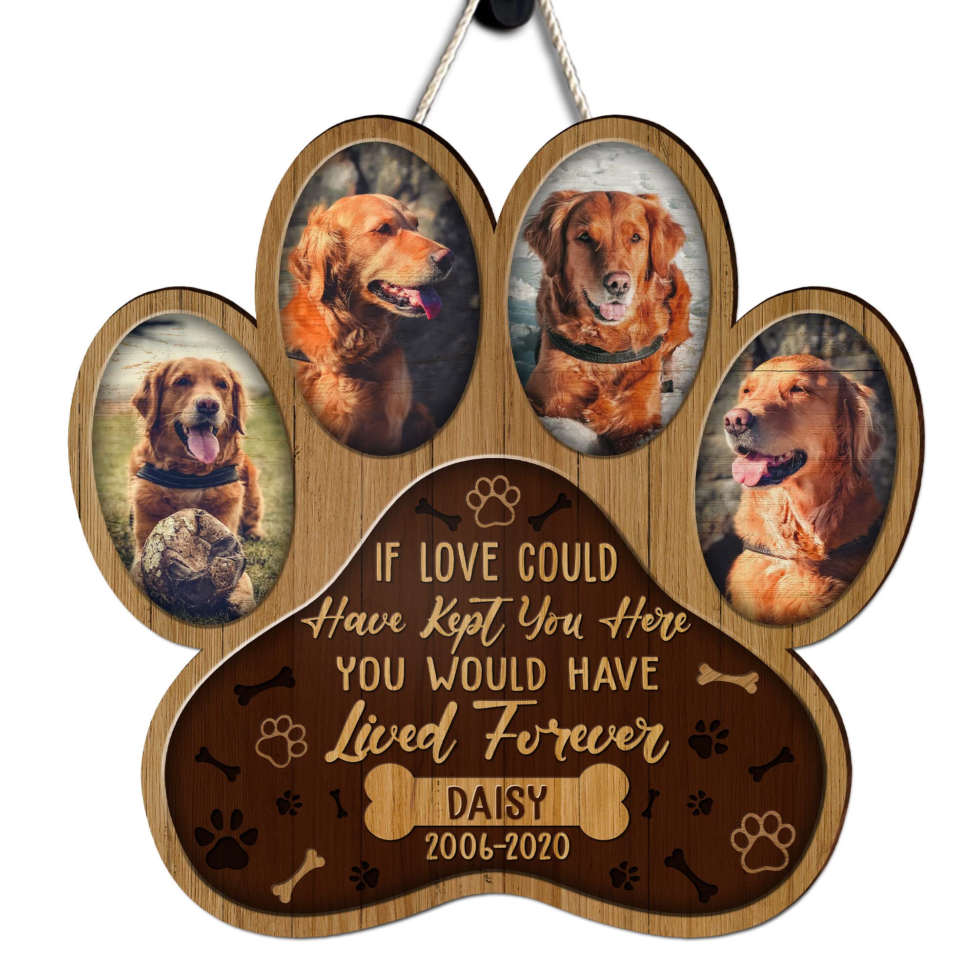Personalized Dog Memorial Wood Sign - Custom All Over Printed Pet Loss Gift for Dog Lovers (8