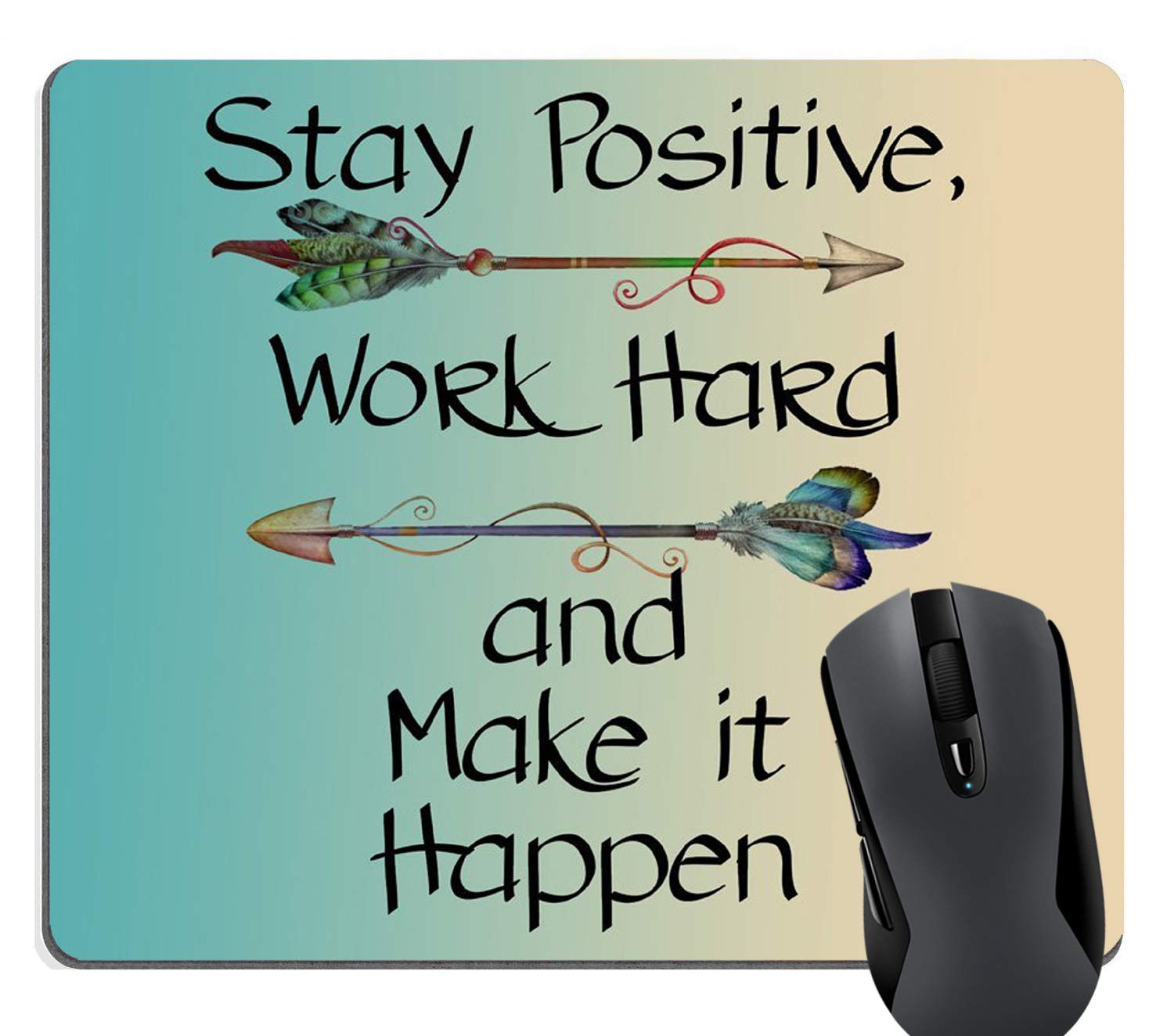 Custom Motivational Gaming Mouse Pad - Stay Positive Work Hard Inspirational Quote Mousepad for Office & Home Computer Use - Perfect for Gamers, Work, Study & Productivity