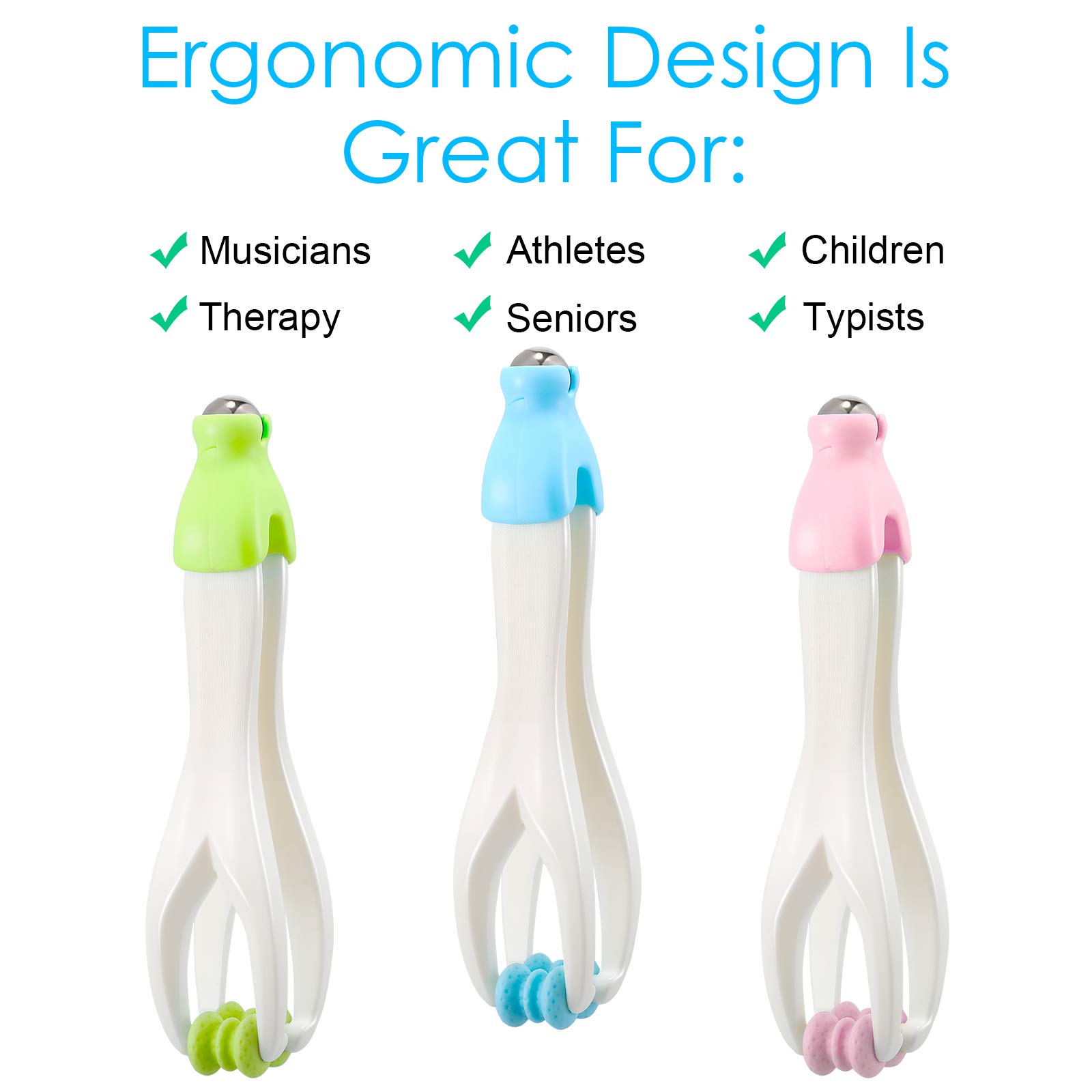 3-Piece Finger, Wrist & Hand Massager Set - Handheld Massage Roller for Pain Relief & Blood Circulation - Perfect for Office Workers, Gamers & Arthritis Sufferers