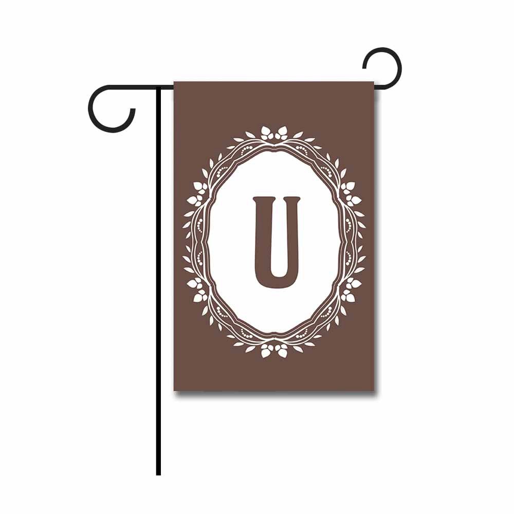 Personalized Spring Summer Garden Flag - Monogram Initial Letter Seasonal Decor, Double-Sided Print, 12.5x18 Inches, White & Brown | Perfect for Porch, Yard, Flower Beds & Outdoor Home Decor