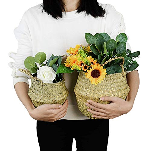 Handmade Bamboo Storage Basket - Home & Garden Organizer for Laundry & Flowers