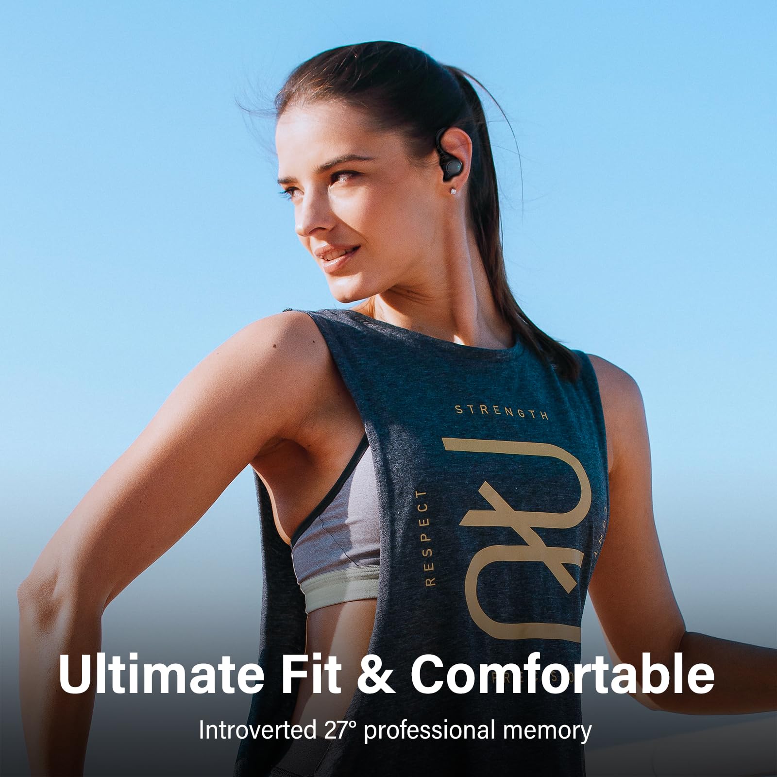 Wireless Bluetooth Workout Earbuds - Over Ear Headphones with IPX5 Waterproof, 50H Playtime & Charging Case - Compatible with iPhone - Perfect for Running, Gym & Sports Activities (Black)
