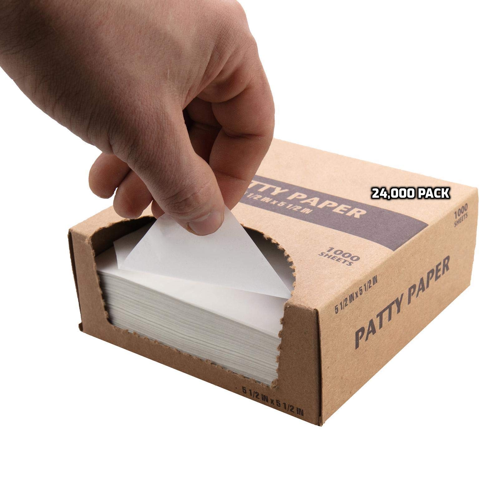 24000 Pack Dry Wax Burger Patty Liner Paper 5.5 x 5.5 Inches - Square Hamburger Patty Papers, Cookie Baking Sheets, Food Grade Parchment for BBQ, Baking & Food Prep