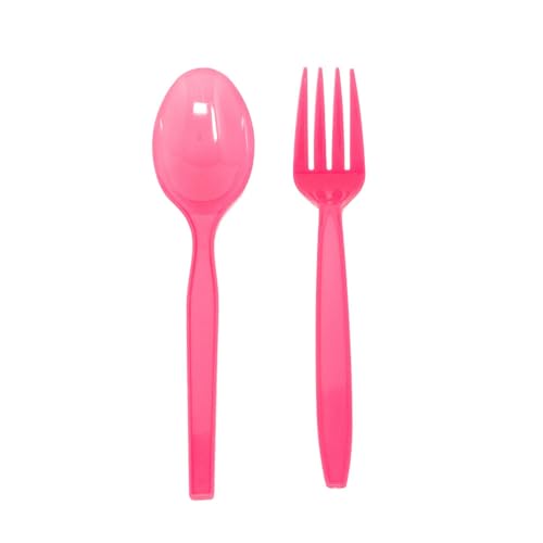 Hot Pink Spoon and Fork Set (50 Each)