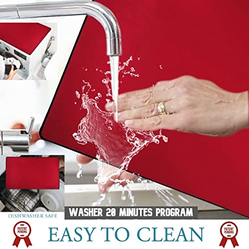 Larsic Stove Cover - 28.5x20.5 Inch Non-Slip Waterproof Electric Stove Protector for Washer Dryer Top, Foldable Gap Cover to Prevent Scratches & Expand Counter Space (Red) - Perfect for Kitchen, Laundry Room & Small Apartments