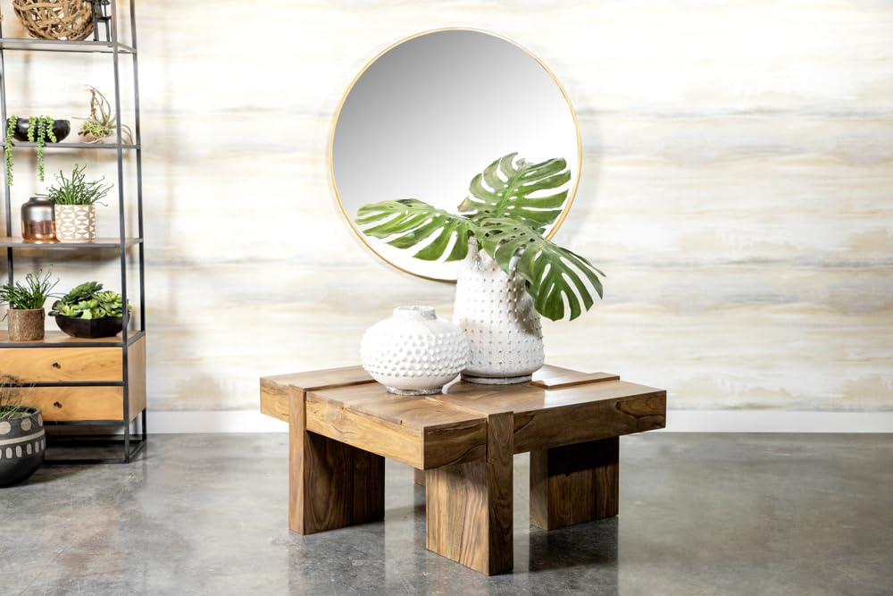 Natural Sheesham Wood Square Coffee Table - Handcrafted Coaster Furniture for Living Room, Home Decor & Modern Interior Design (724138)