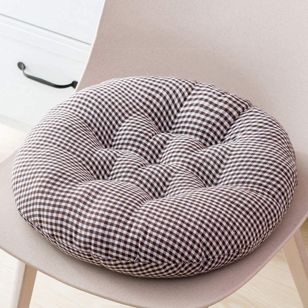 **Breathable Round Seat Cushion for Office & Dining Chairs - Thick Cotton Linen Stool Mat (45x45cm/18x18in) - Perfect for Home, Work & Long Sitting Comfort**