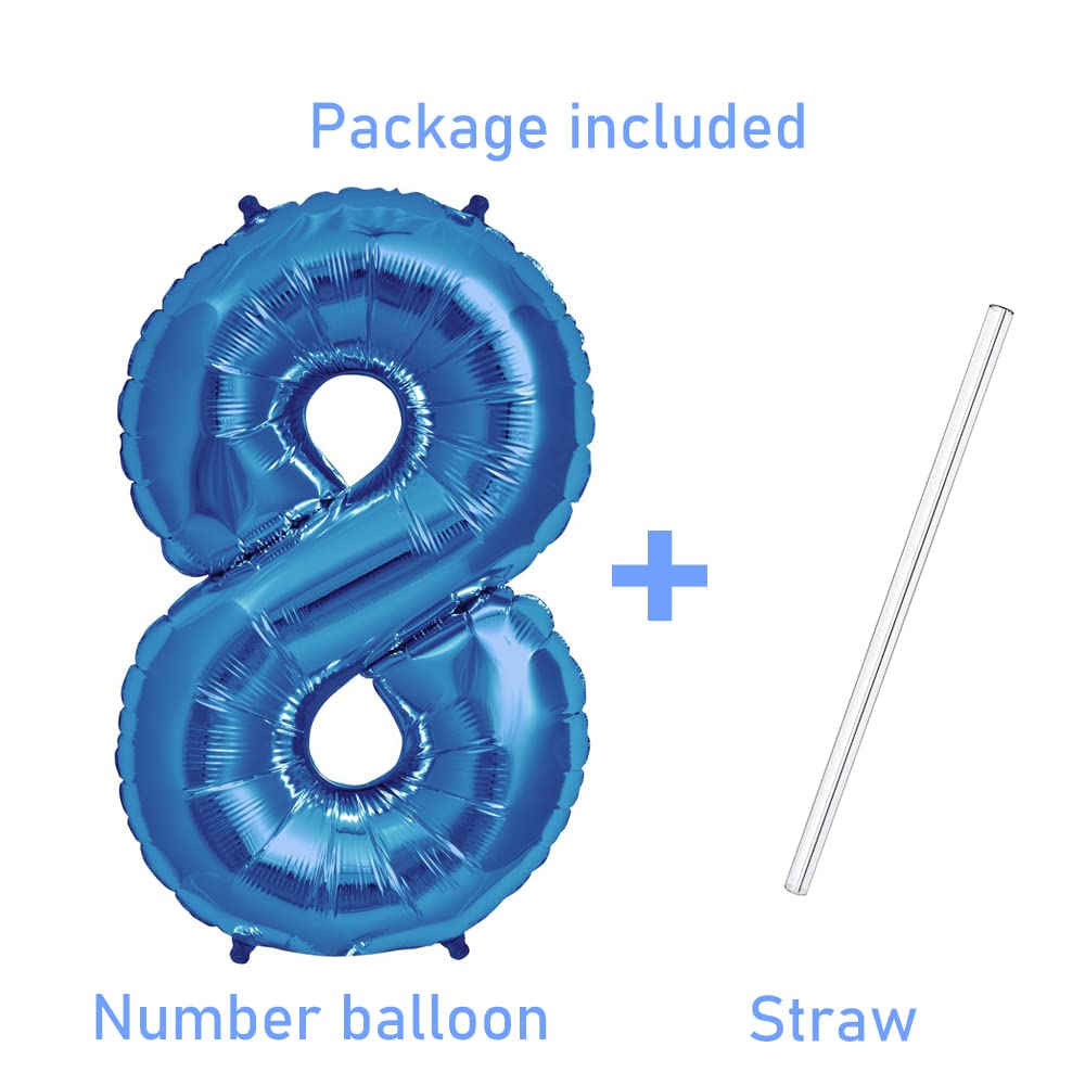 42 Inch Blue Foil Number 8 Balloon - Large Birthday Party Decorations, Anniversary Celebration, Graduation, Baby Shower & Special Event Decor