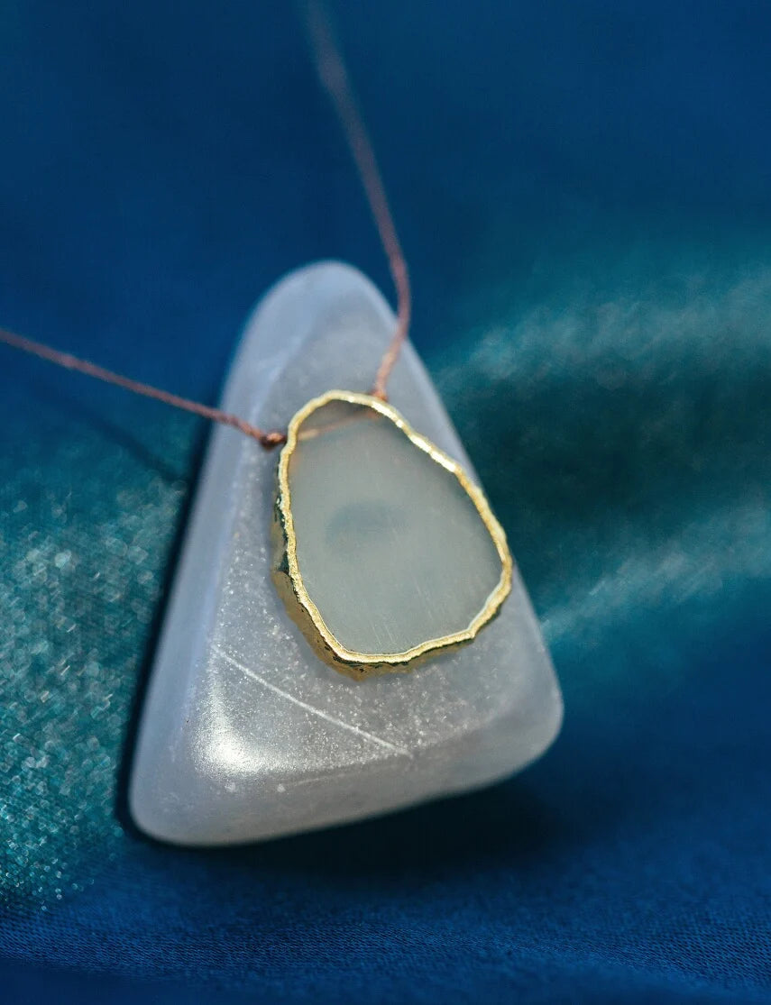 Aqua Chalcedony 'Be The Light' Alchemy Necklace – Spiritual Healing Jewelry for Meditation, Yoga & Energy Balancing