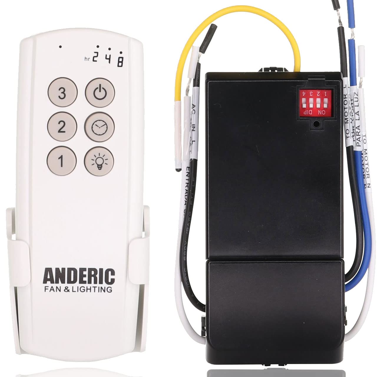 Universal Ceiling Fan Remote Control Kit - 3-Speed Fan Timer & Light Control with Compact Receiver (63T-AC83T-KIT) - Perfect for Bedroom, Living Room and Office