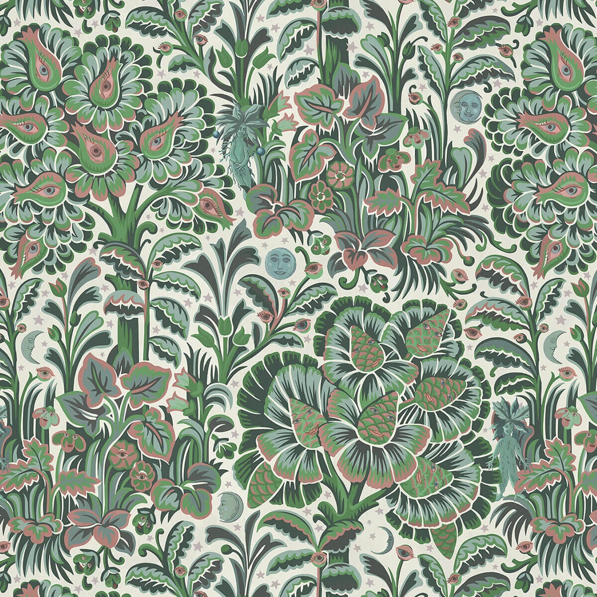 MOON GARDEN MAGNA Wallpaper Sample - Tourmaline Color Peel & Stick Removable Wallpaper for Bedroom, Living Room, Nursery Decor