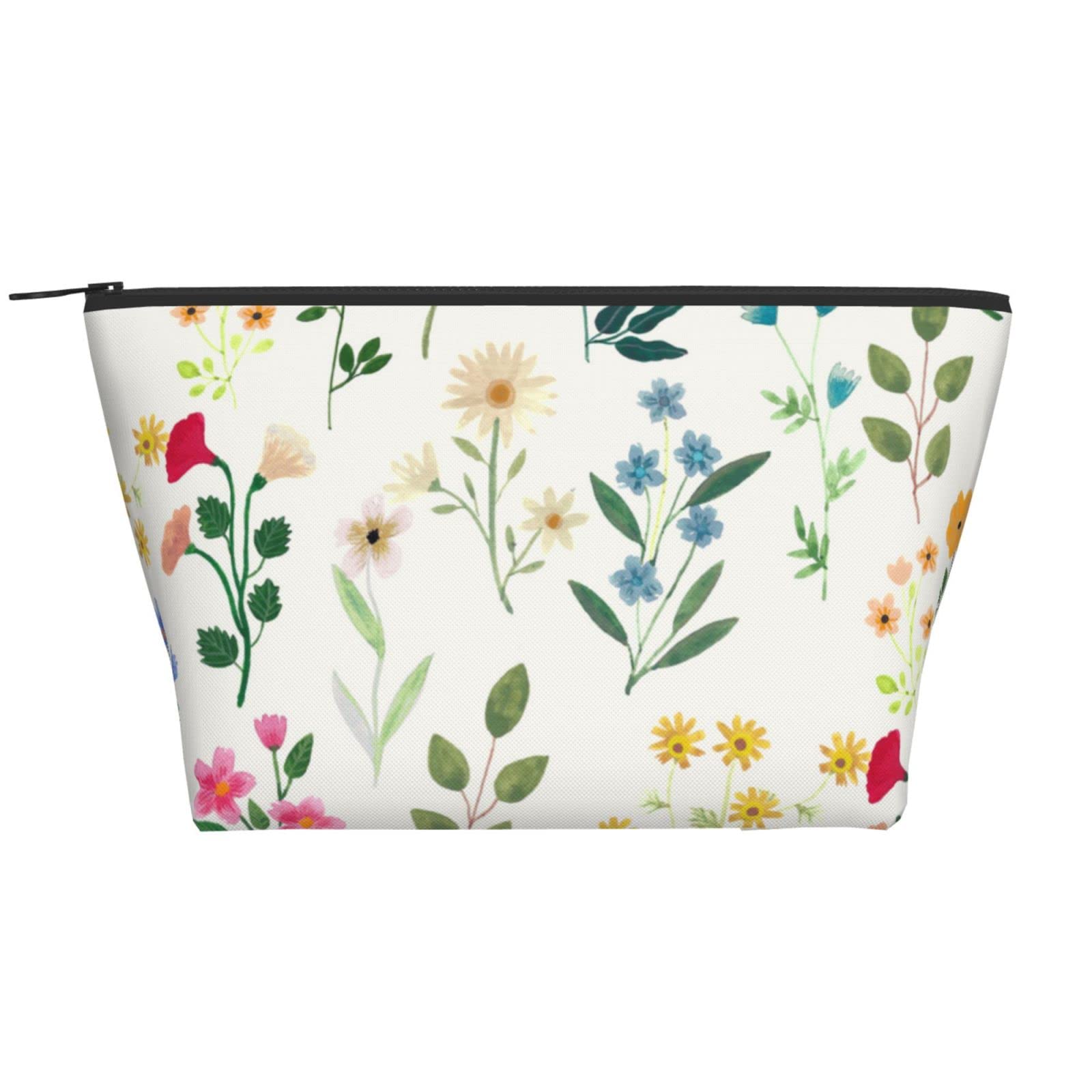 Floral Watercolor Cosmetic Bag for Women - Large Waterproof Canvas Makeup Pouch | Travel Toiletry Organizer & Daily Storage (Perfect for Travel, Gym, Beach & Everyday Use)