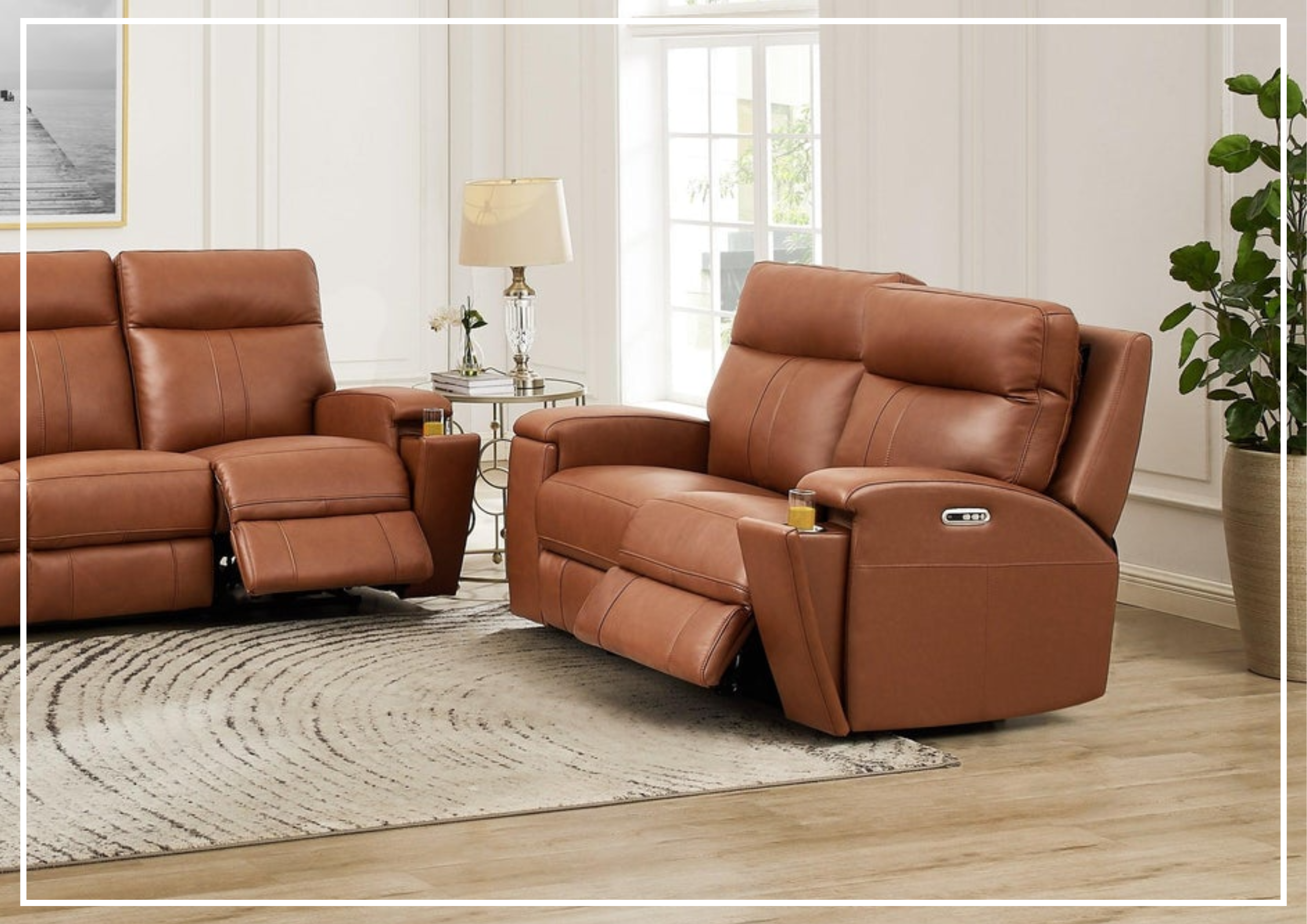 Hydeline Venice 2-Seater Brown Top Grain Leather Reclining Sofa - Luxury Comfort for Living Room & Home Theater - Free Shipping