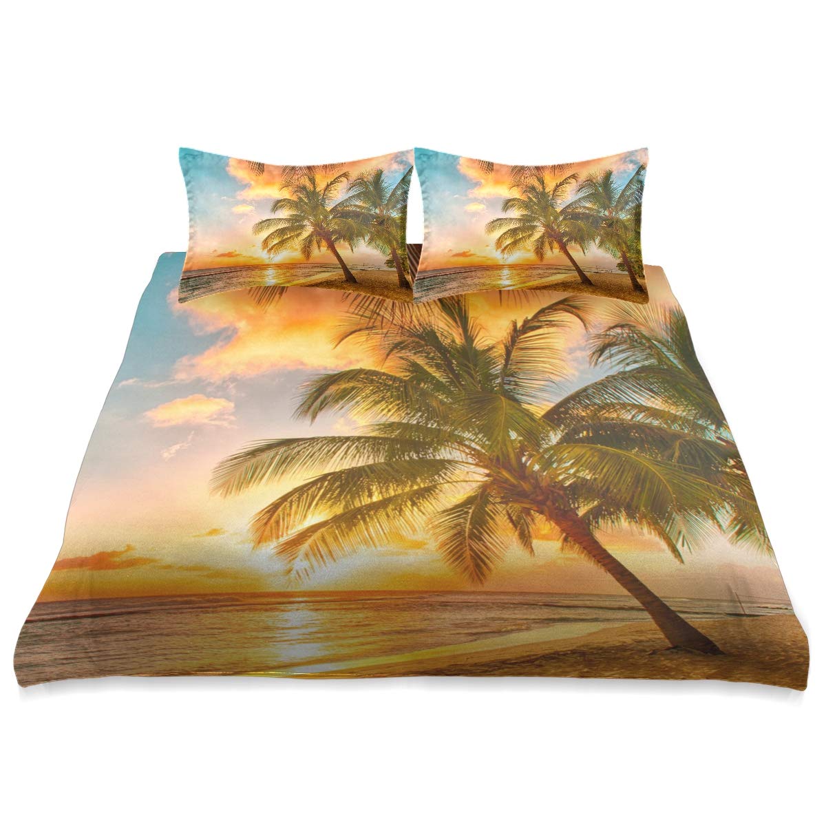 Ocean Sunset Palm Tree King Size Comforter Set - All Season Soft & Comfortable Bedding (90x104 inches) for Beach House, Tropical Bedroom Decor or Vacation Home