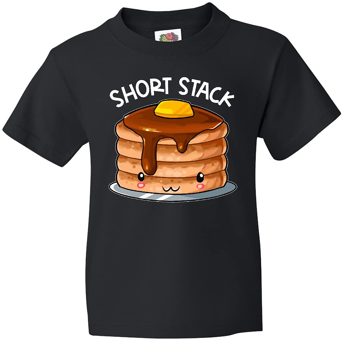 Inktastic Short Stack Cute Pancake Breakfast Youth T-Shirt - Fun Kids Graphic Tee for Breakfast Lovers & Foodies - Perfect for School, Playdates, and Family Outings