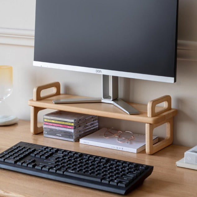 Solid Wood Shelf - Beech & Acacia Desktop Storage Rack for Home Office, Kitchen, Bathroom Organization