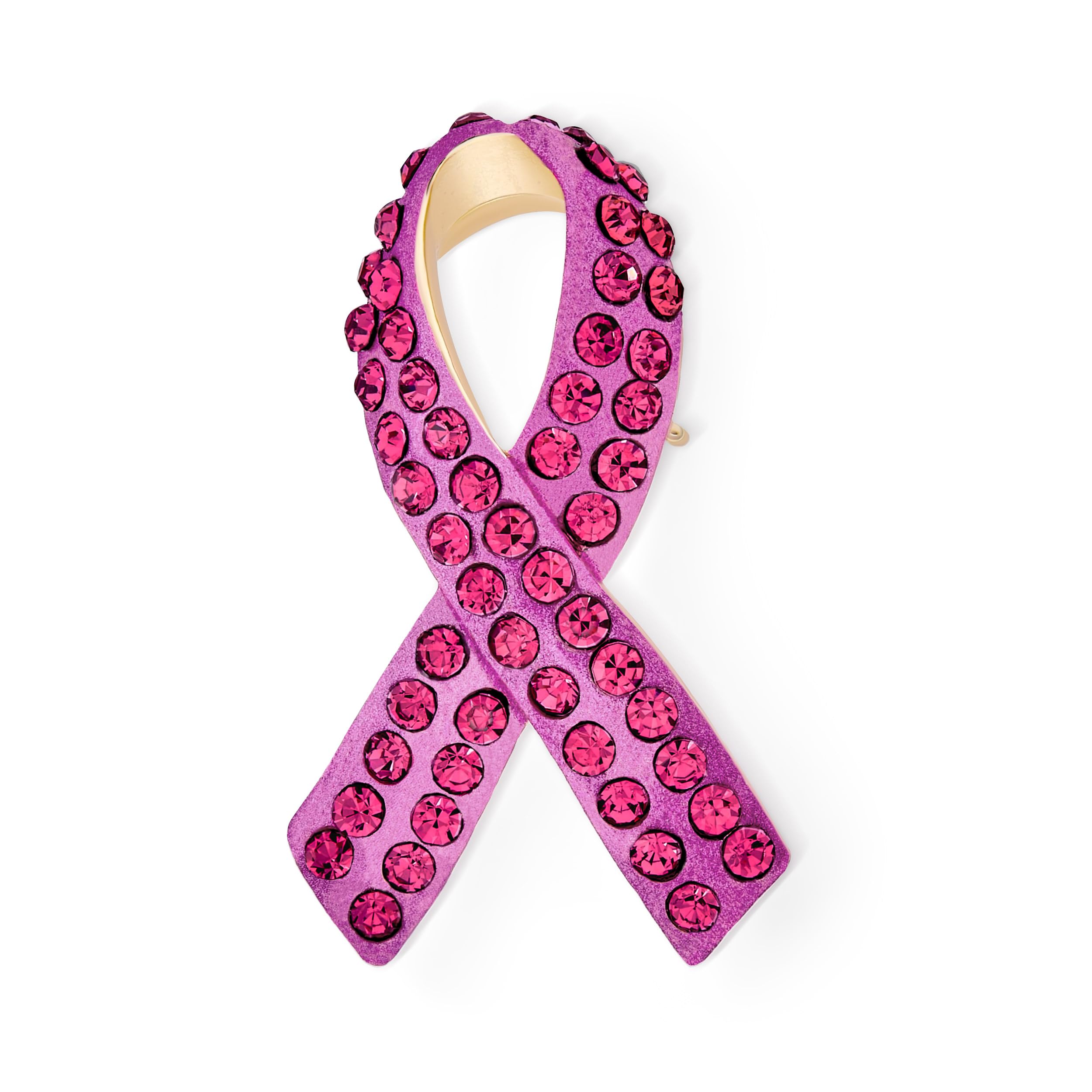 Cancer Awareness Ribbon Pin - Silver Pink Crystal Brooch for Women - Support & Survival Jewelry for Charity Events