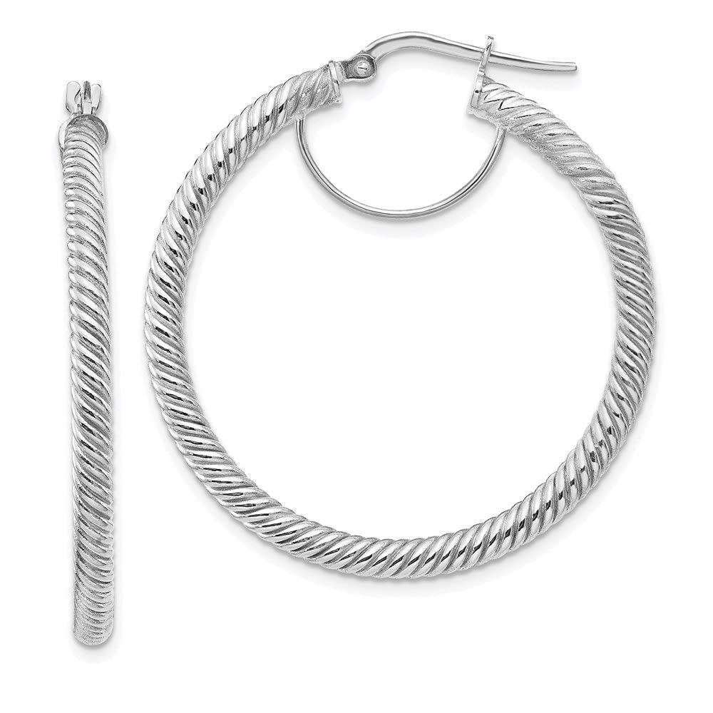 10k White Gold Twisted Round Hoop Earrings for Women | Diamond2Deal Fine Jewelry | Elegant Everyday Wear, Gift for Her, Wedding & Special Occasions
