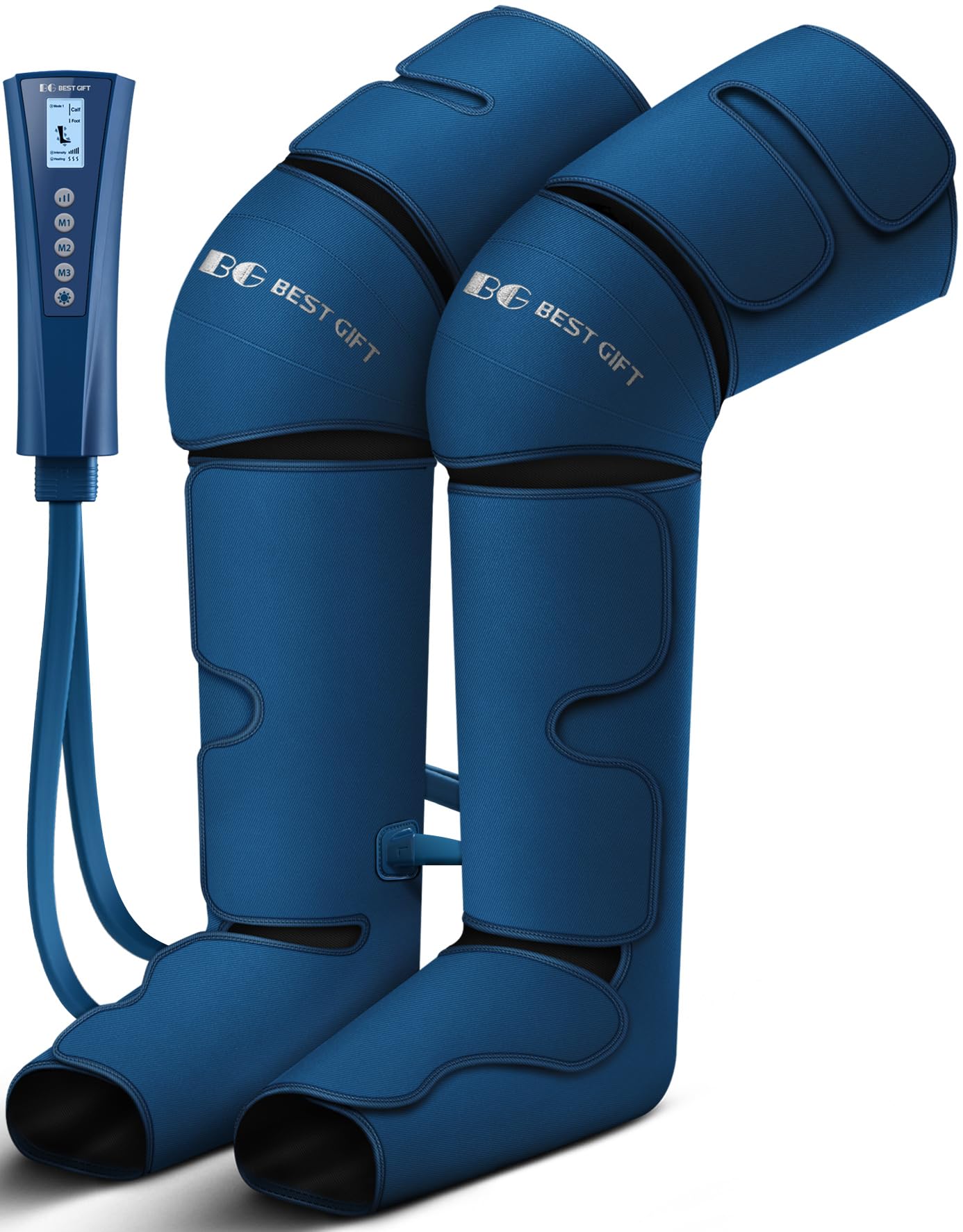 Electric Air Compression Leg Massager with Heat - Foot, Calf, Thigh & Knee Pain Relief for Varicose Veins, Muscle Fatigue, Swelling - Perfect Gift for Dad, Mom, Men & Women on Christmas, Mother's Day, Father's Day - Use at Home, Office or While Traveling for Relaxation and Circulation Boost