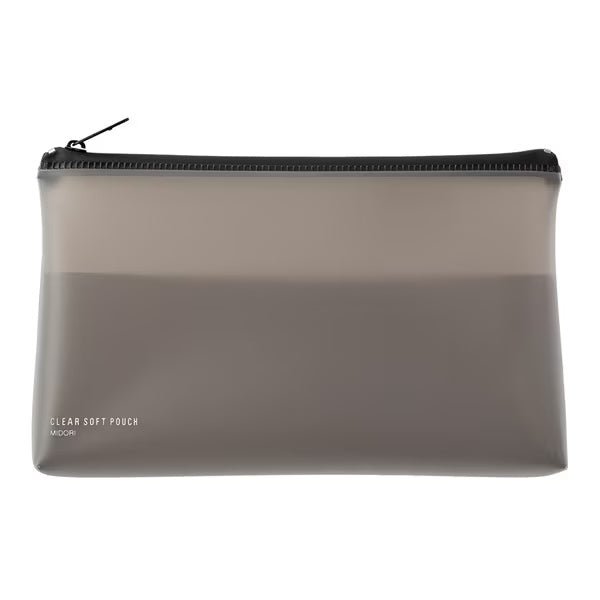 Clear Soft Pen Pouch - Midori DESIGNPHIL Transparent Pencil Case for School, Office & Travel - Organize Pens, Pencils & Stationery Supplies