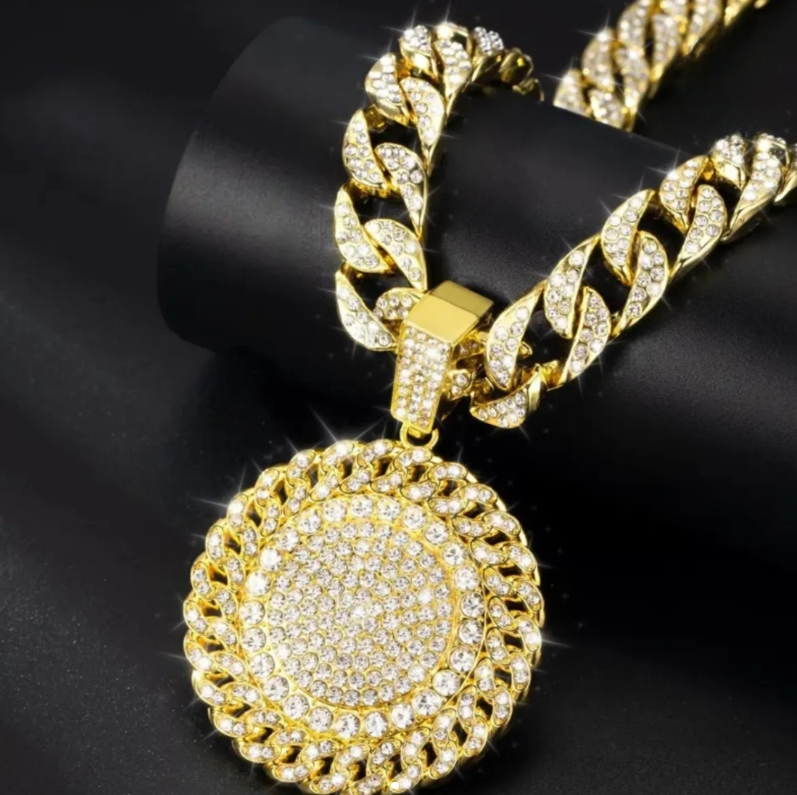 Golden Blaze 14mm Iced Baguette Prong Cuban Chain Necklace for Men - Luxury Hip Hop Jewelry Gift for Birthday, Anniversary & Special Occasions