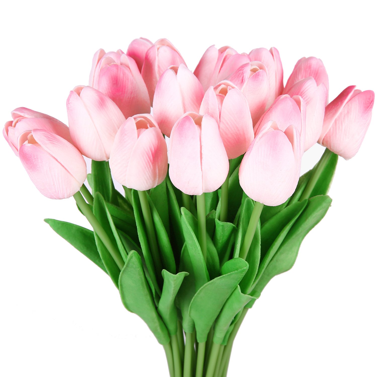10pcs Real Touch PU Artificial Tulips Single Stem - Light Pink Fake Flowers for Home Decor, Floral Arrangement, Bouquet, Wedding, Party & Office Decoration