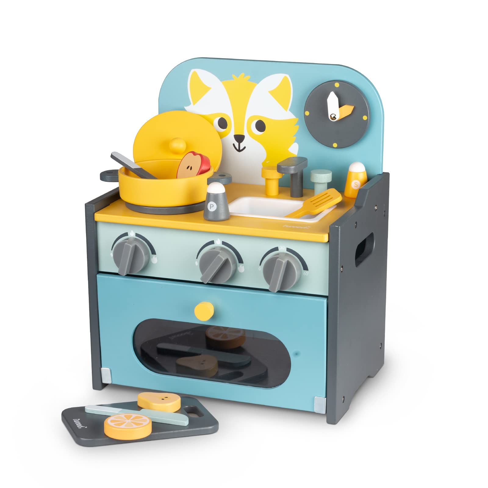 Wooden Kitchen Playset for Kids - Mini Indoor Cooking Toy Set with Accessories - Pretend Play for Toddlers 1+ Years (Girls & Boys) - Perfect for Role-Playing & Early Learning at Home