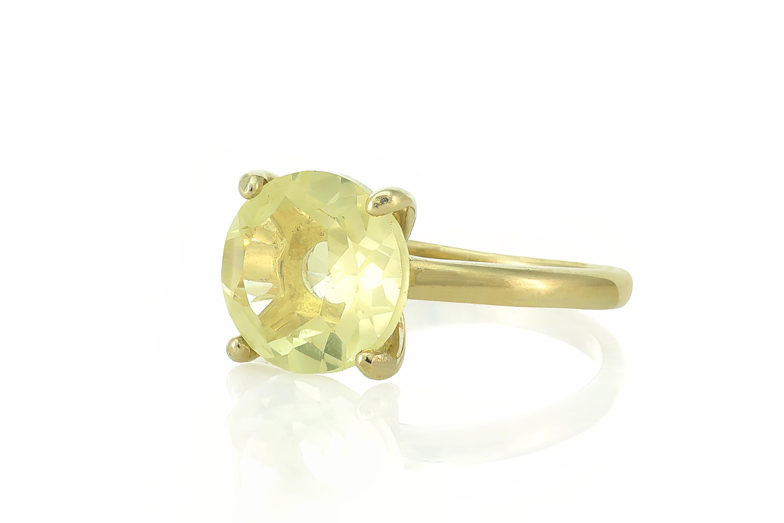 14K Gold Lemon Quartz Cocktail Ring - Elegant Prong Set Stackable Gemstone Ring for Women - Perfect for Parties, Weddings & Everyday Wear