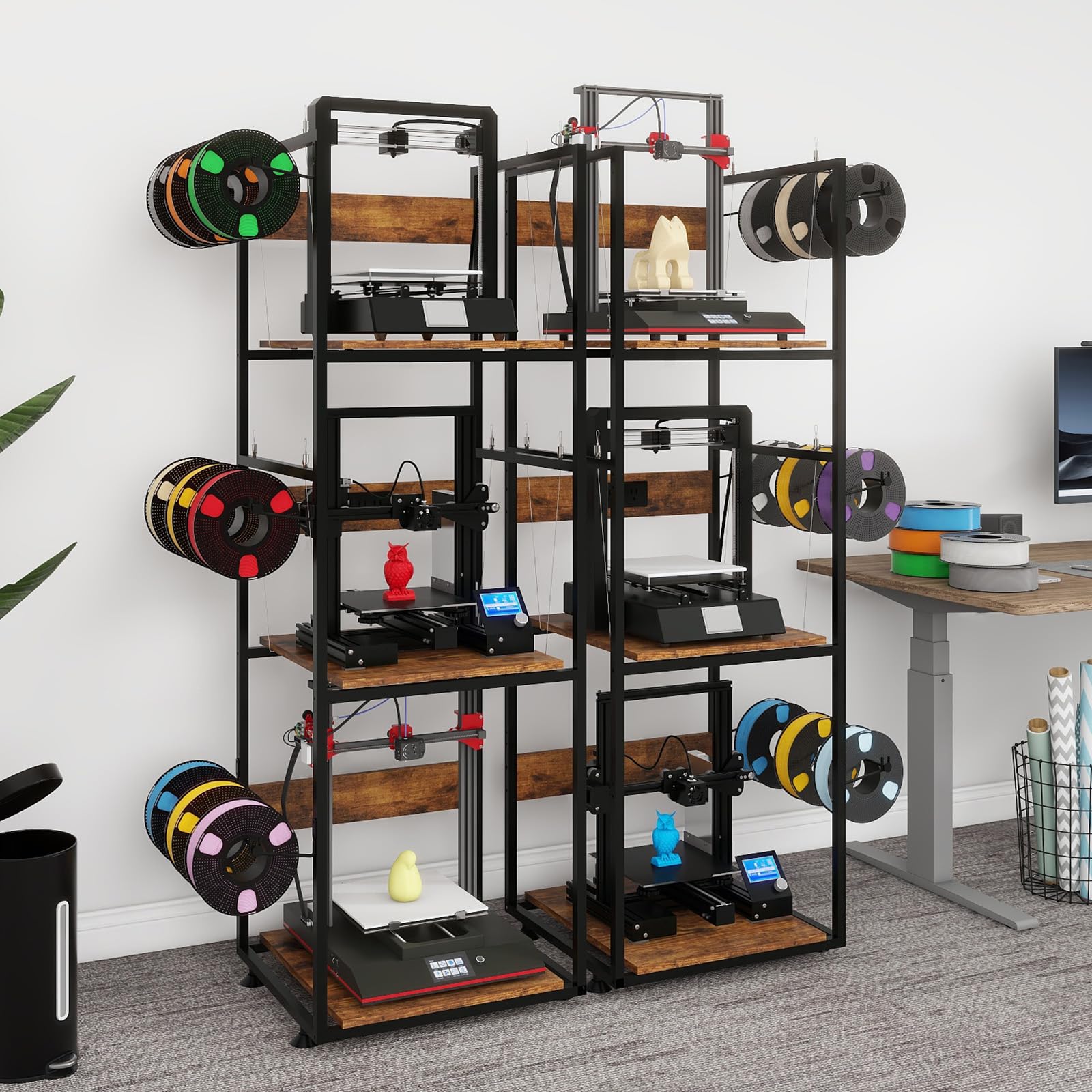 PUNCIA 3 Tier Heavy Duty 3D Printer Stand with Filament Storage Organizer - Sturdy Workbench for 3D Printing Workshop, Home Office & Maker Studio - Perfect for Filament Organization & Printer Stability