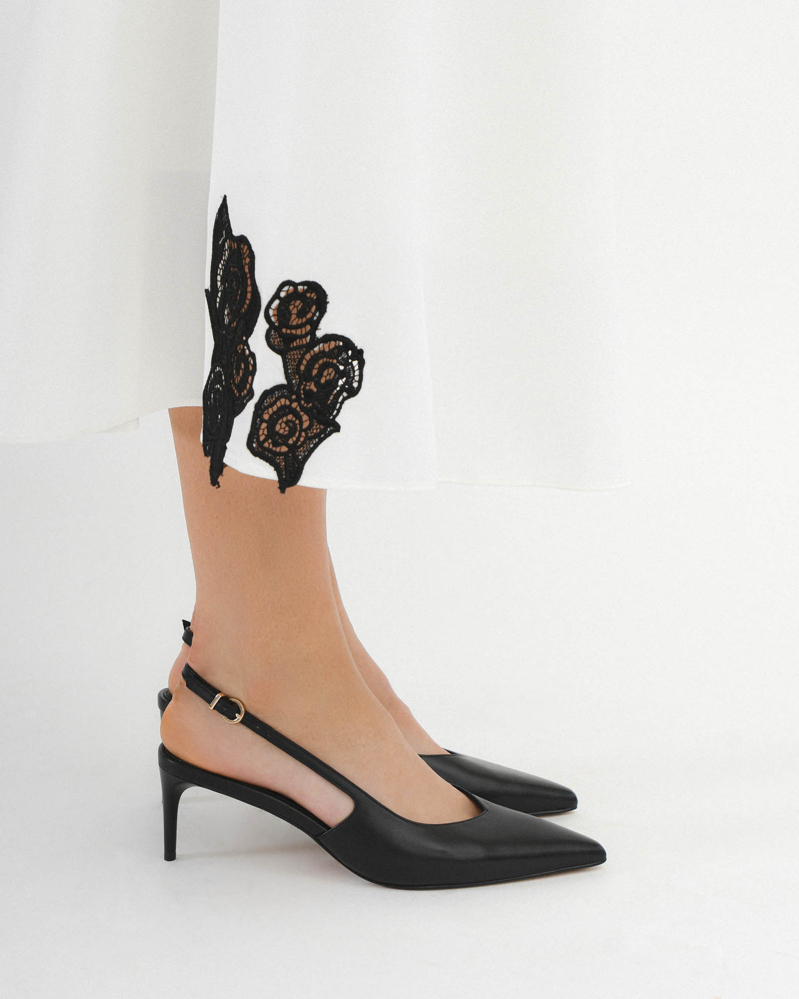Julian Black Leather Mid Heels - Women's Comfortable Chunky Heel Shoes for Work, Office, and Party Wear