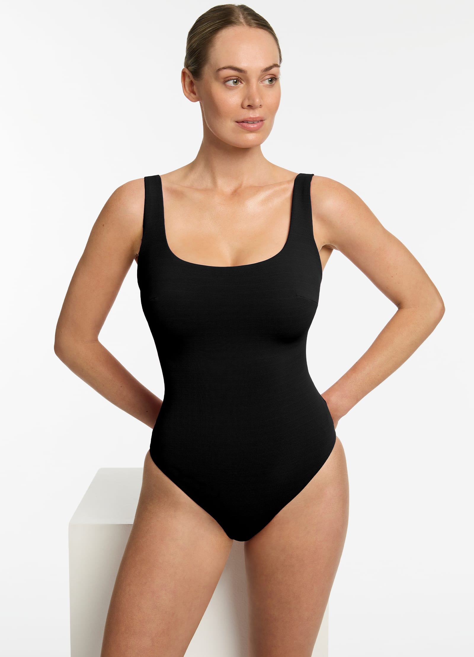 Isla Rib E F Underwire Tank One Piece Swimsuit - Black | Sexy One-Piece Bathing Suit for Women, Perfect for Beach, Pool, and Summer Vacations