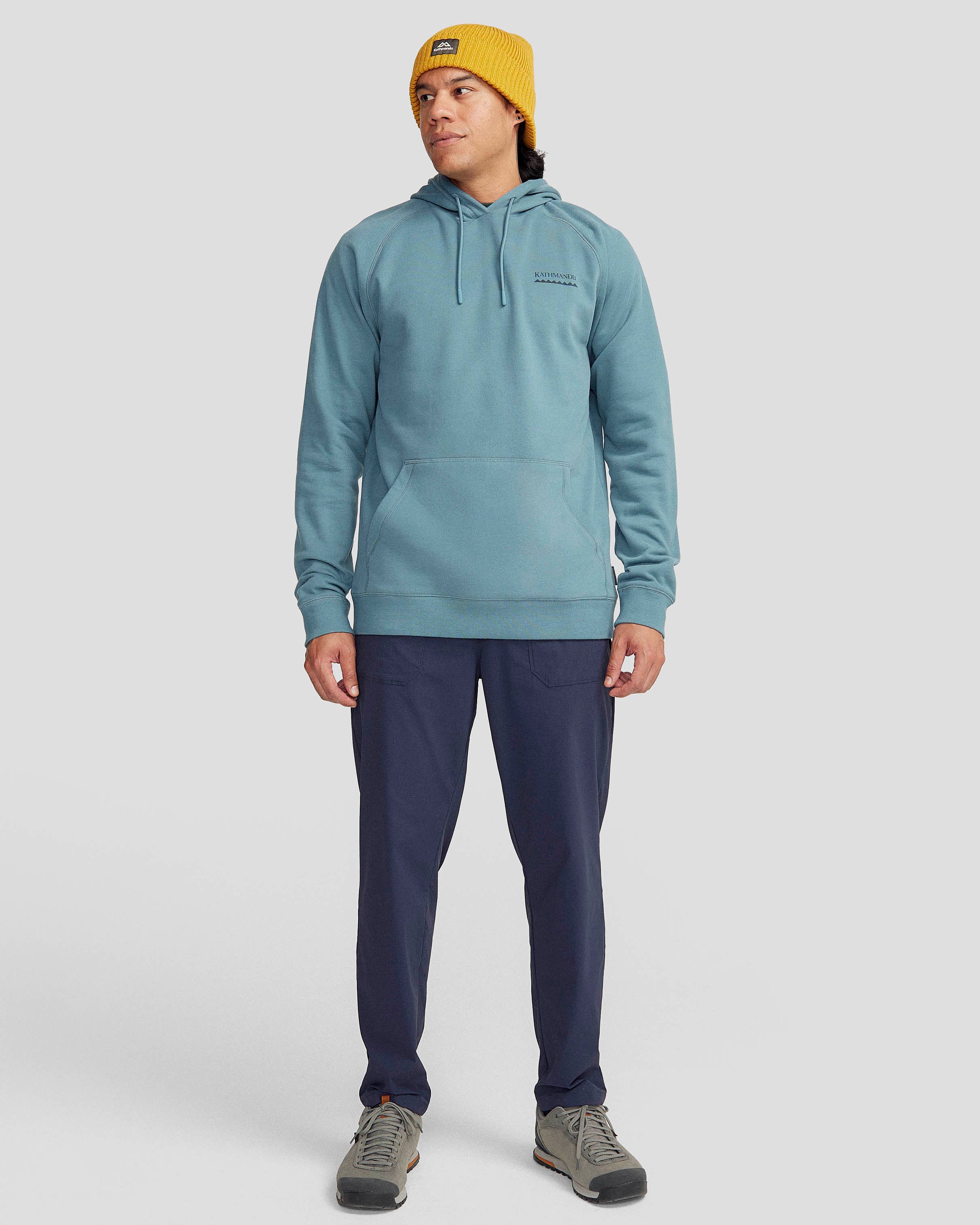 Heritage Men's Hoodie - Washed Blue Cotton Pullover for Casual Wear & Outdoor Activities