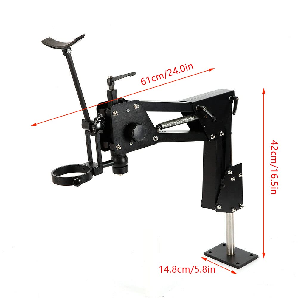 85mm Black Aluminum Alloy Jewelry Microscope Stand - 360° Multi-Directional Adjustable Gemstone Inlaying Tool for Jewelers, Watch Repair & Hobbyists (Ideal for Ring Making, Engraving & Precision Work)