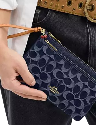 Coach Double Zip Wallet in Signature Denim - Stylish & Durable Leather Wallet for Women - Perfect for Everyday Use, Travel & Gift Giving