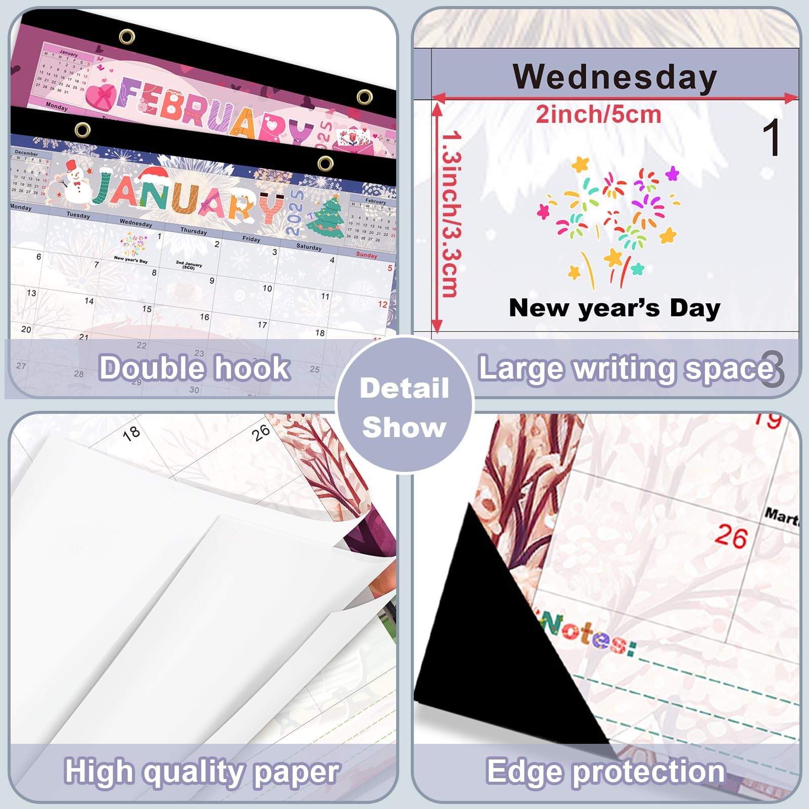 2025-2026 Large Desk Calendar with Anti-Bleed Pages & Clear Cover - 17