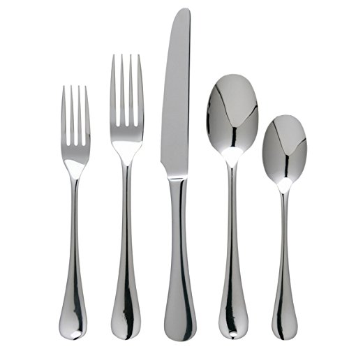 Premium 42-Piece Stainless Steel Flatware Set - Ginkgo Varberg Elegant Dinnerware for 8 - Dishwasher Safe Silverware for Formal Dining, Wedding Registry & Holiday Entertaining