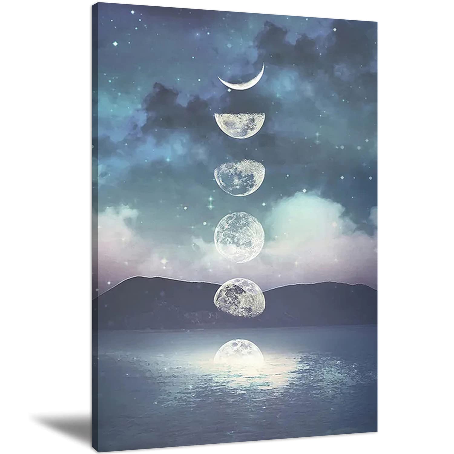 Modern Abstract Moon Rising Framed Canvas Wall Art - 20x30 Inch Oil Painting for Home Decor, Living Room & Bedroom - Ready to Hang Landscape Artwork | Perfect for Housewarming Gifts & Contemporary Interior Design