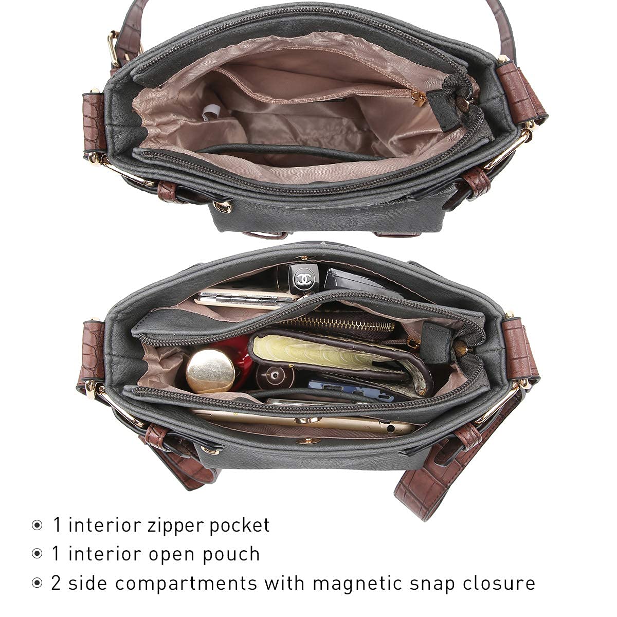 Dasein Vegan Leather Crossbody Bag - Lightweight Travel Purse for Women