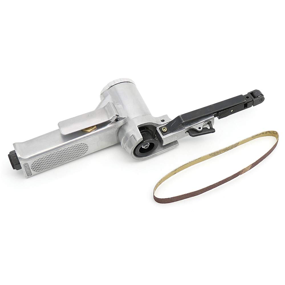 Steel Silver Air Belt Sander for Woodworking - Pneumatic Sanding Tool with Sanding Belt for Air Compressor | Perfect for Furniture Polishing & DIY Projects