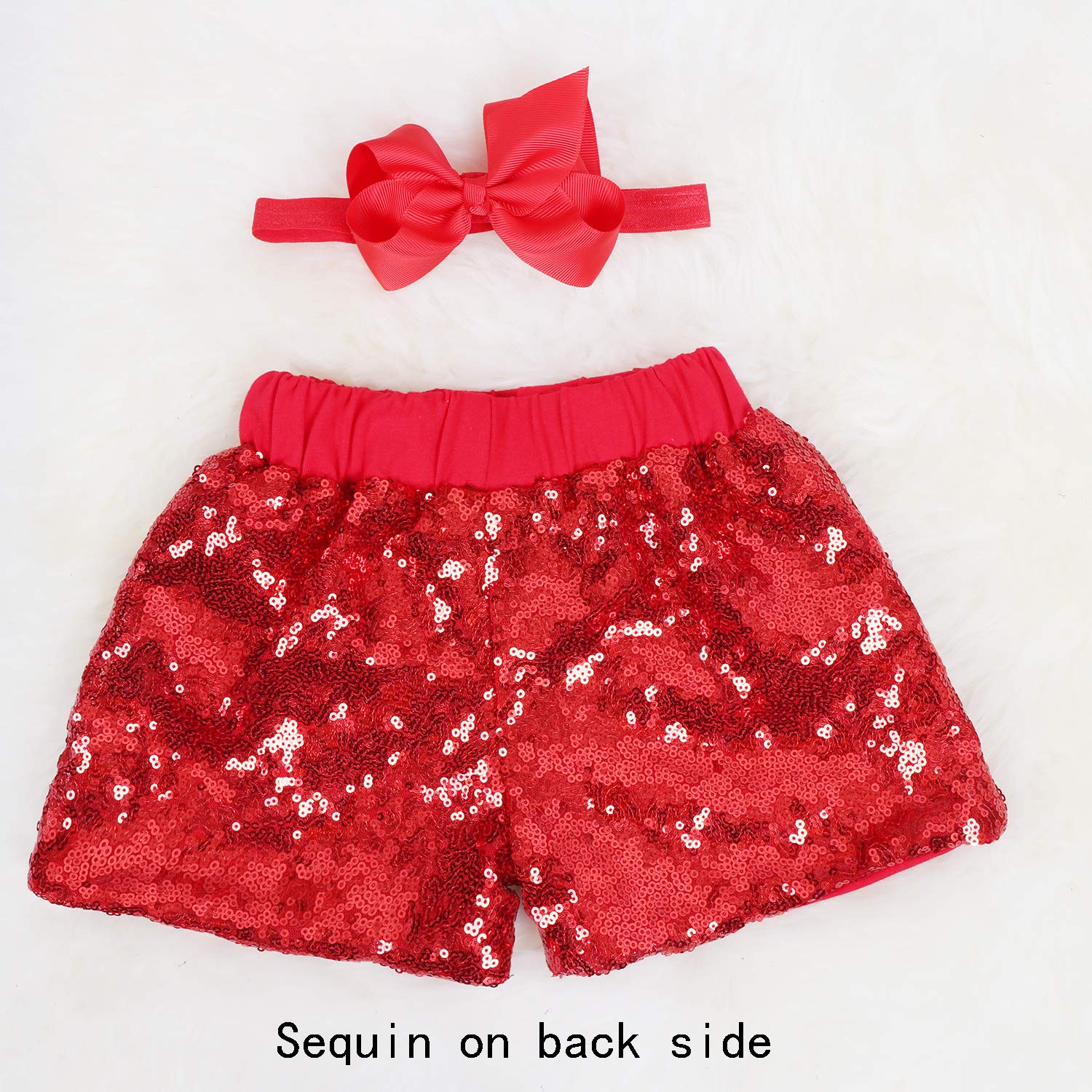Sparkly Baby Girls' Sequin Shorts with Glitter on Both Sides - Toddler Birthday Outfit Set with Headband for Parties, Photo Shoots & Special Occasions