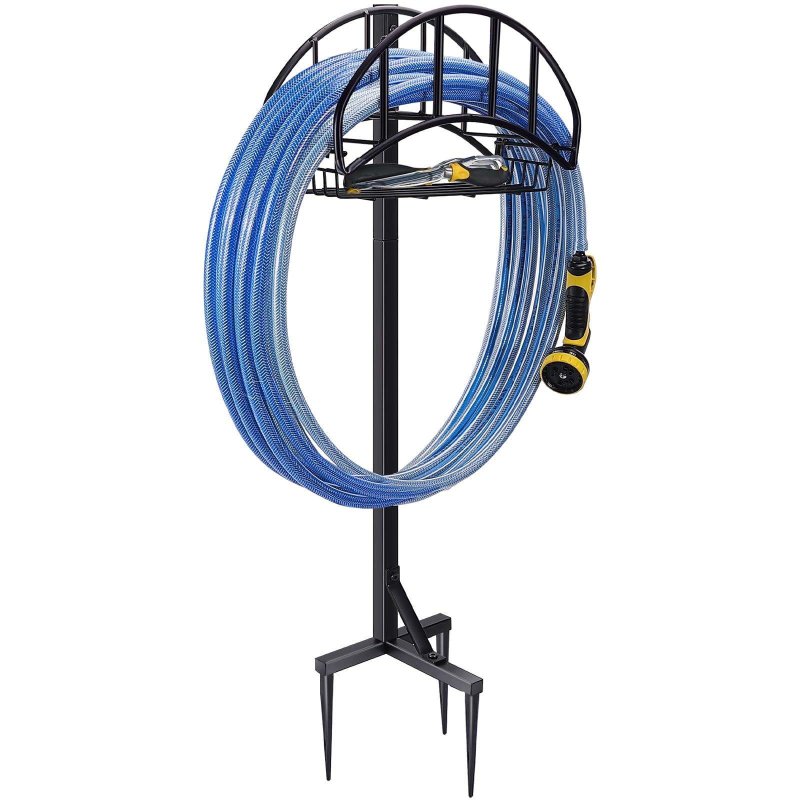 Freestanding Garden Hose Holder with Detachable Tool Storage Basket - Outdoor Water Hose Organizer for Lawn, Yard & Garden - Perfect for Backyard, Patio, and Garage Storage
