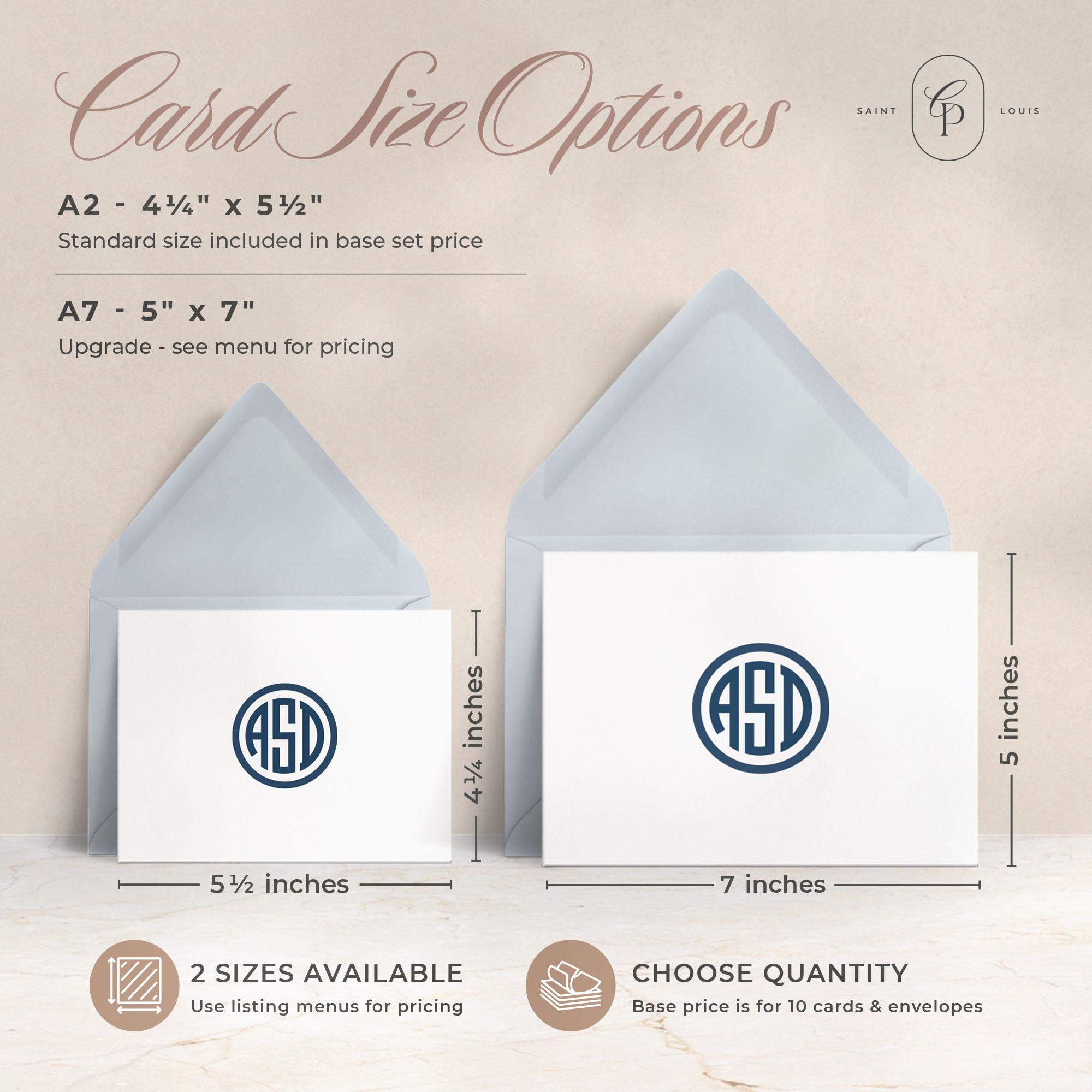 Personalized Monogram Stationery Note Cards Set - 3 Initials Circle Design with Envelopes, Preppy Folded Cards for Gifts | Perfect for Thank You Notes, Wedding Invitations & Special Occasions