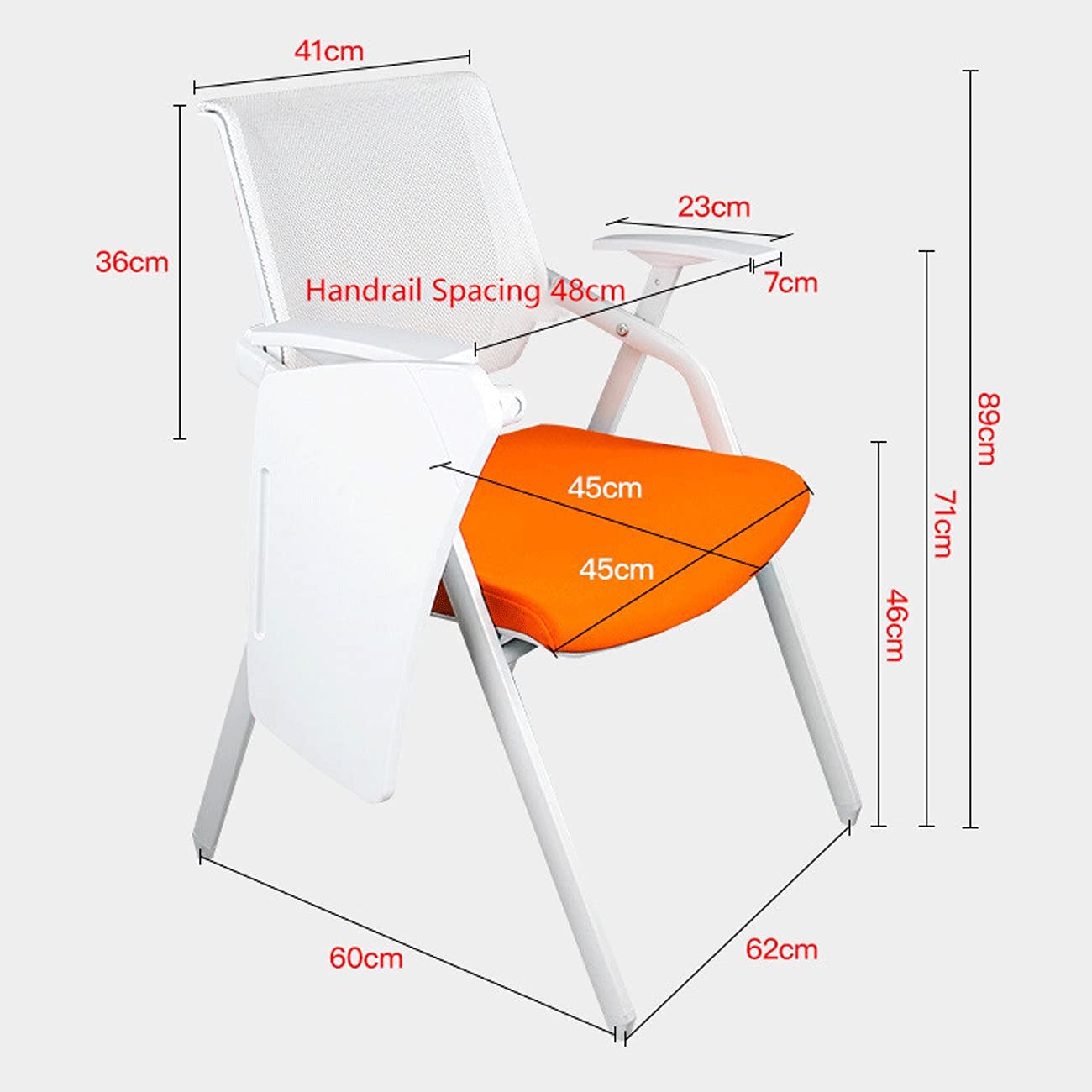 Ergonomic Office Chair with Metal Frame - Adjustable Executive Lounge & Conference Room Chair, Folding Design with Writing Board - Perfect for Home Office, Training Sessions & Meetings (Style Eight, As Shown Size)