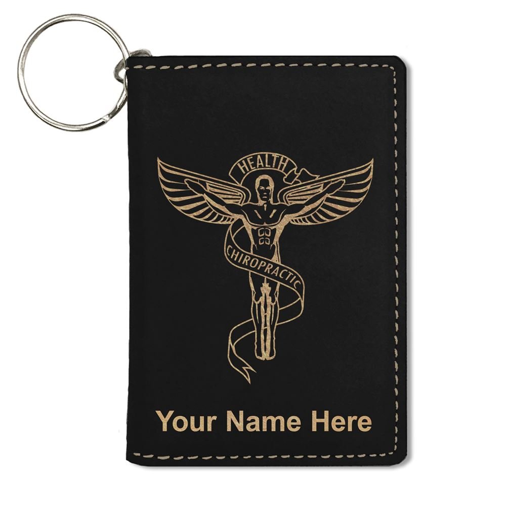 Personalized Chiropractic Symbol ID Holder Wallet - Custom Engraved Name Badge for Doctors, Nurses & Healthcare Professionals - Perfect for Conferences, Hospitals & Medical Offices
