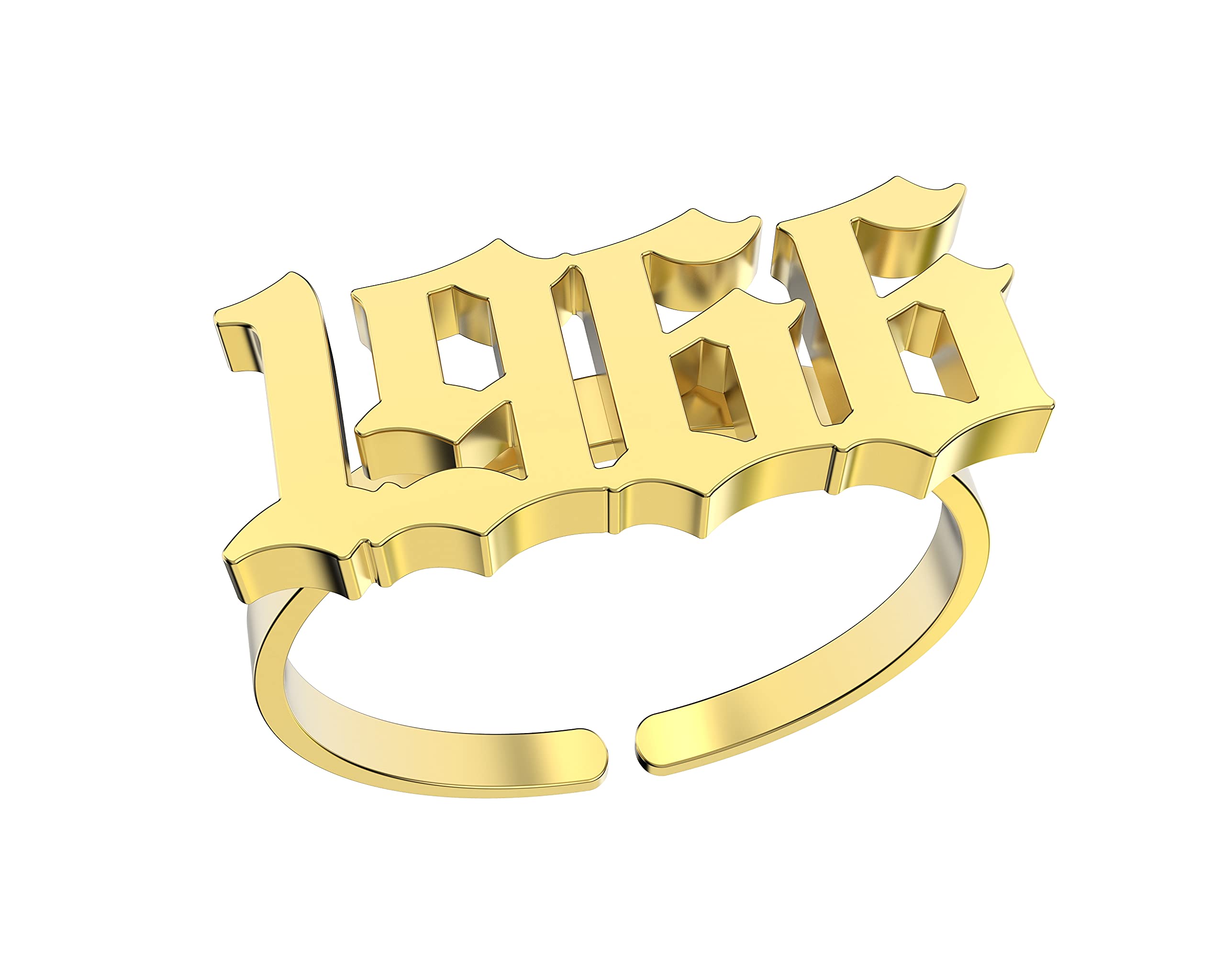 Haobase Stainless Steel Birth Year Rings for Women & Men - Adjustable Gold Wedding Band Jewelry - Perfect for Anniversaries, Engagements & Gifts